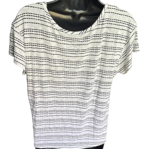 Pebble & Stone Rayon Black and White Front Tied T-Shirt Size L - Picture 3 of 7